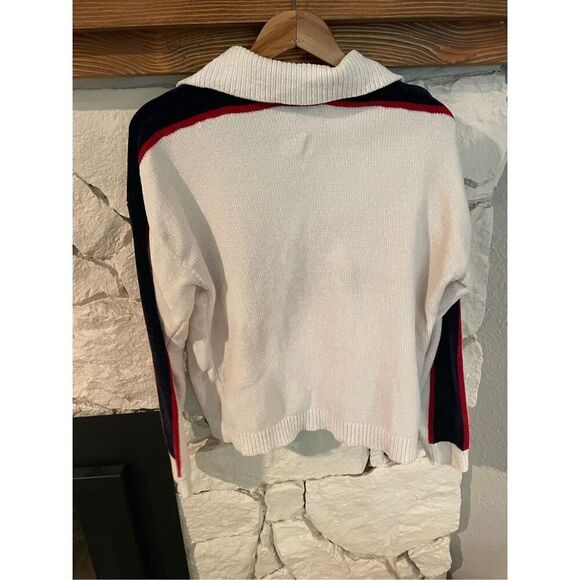 Urban Outfitters Womens White Juno Chenille Velour Quarter Zip Sweater XS - Picture 2 of 6